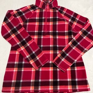 Plaid Fleece Pullover in Red and Black